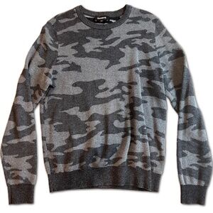 Express Men's Grey Crewneck Camo Print Sweater, Size: Small
